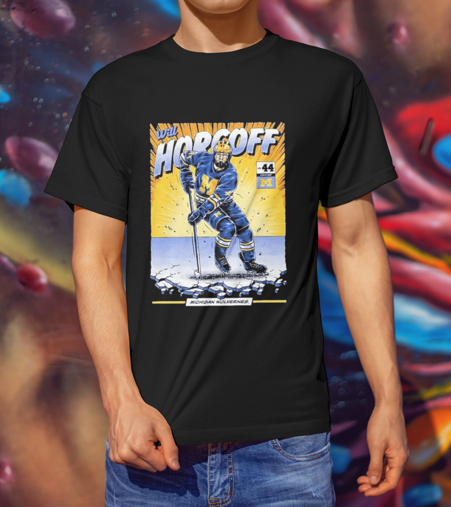 Michigan Wolverines Will Horcoff 44 Center Hockey Comic T-Shirt