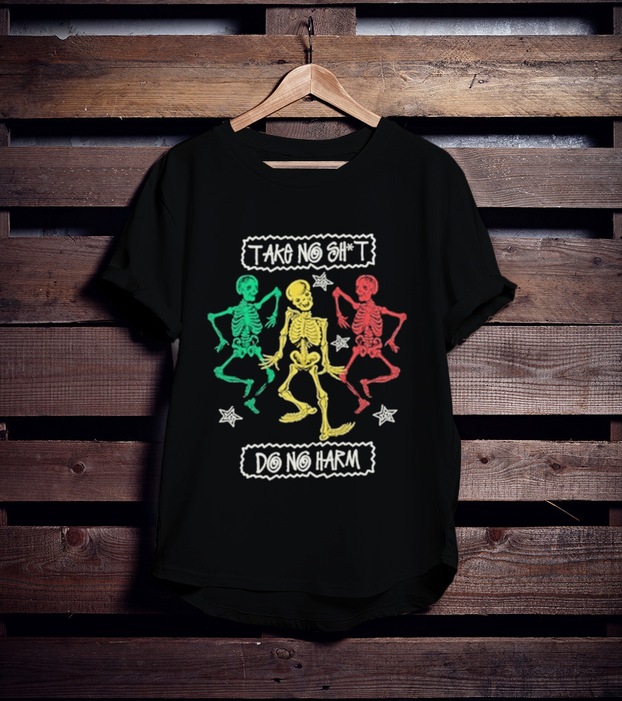 Mn+la Take No Shit Do No Harm Skeleton Trio With Stars T-Shirt