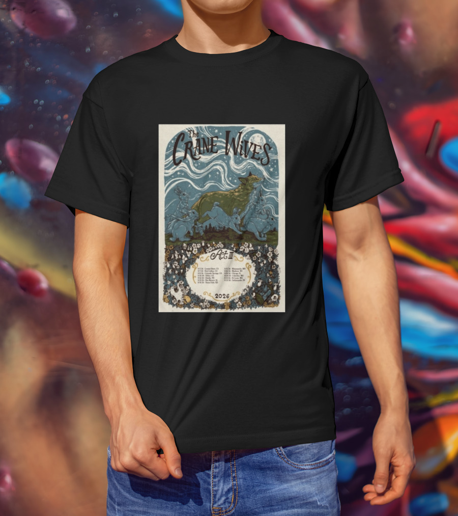 The Crane Wives Act III Concert Tour August 2026 Moonlit Forest Animals T-Shirt