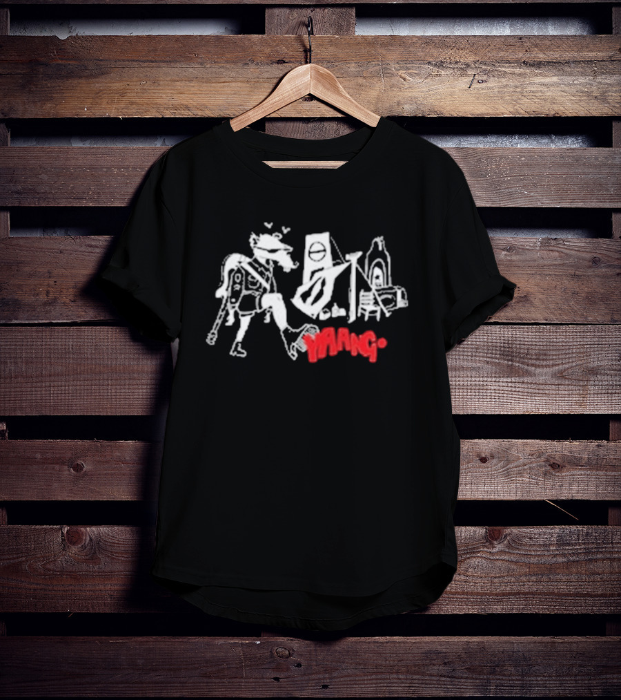 Yaang Johnny Long Legs Sketch Red Text And Abstract Figures T-Shirt