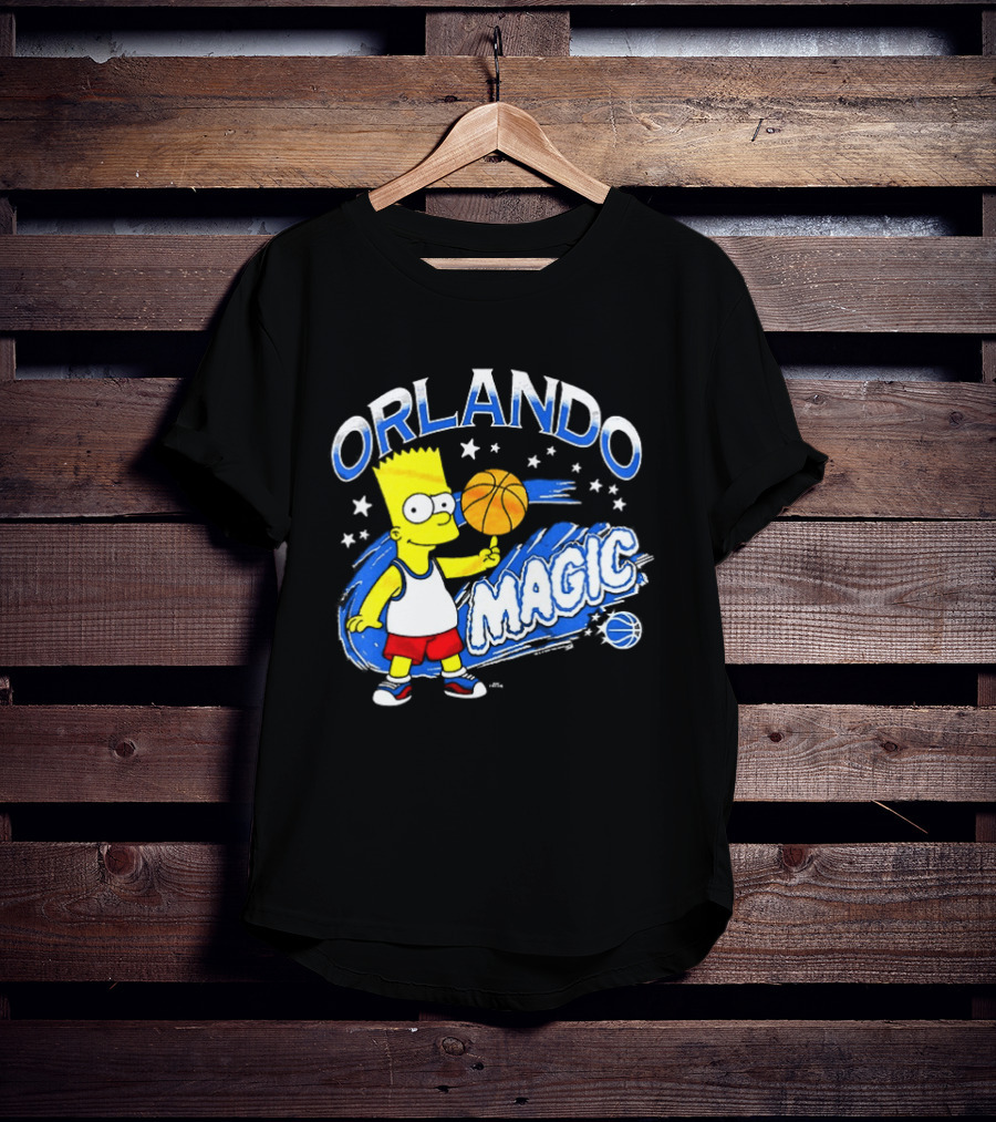 Bart Simpsons Orlando Magic NBA Basketball Cartoon T-Shirt