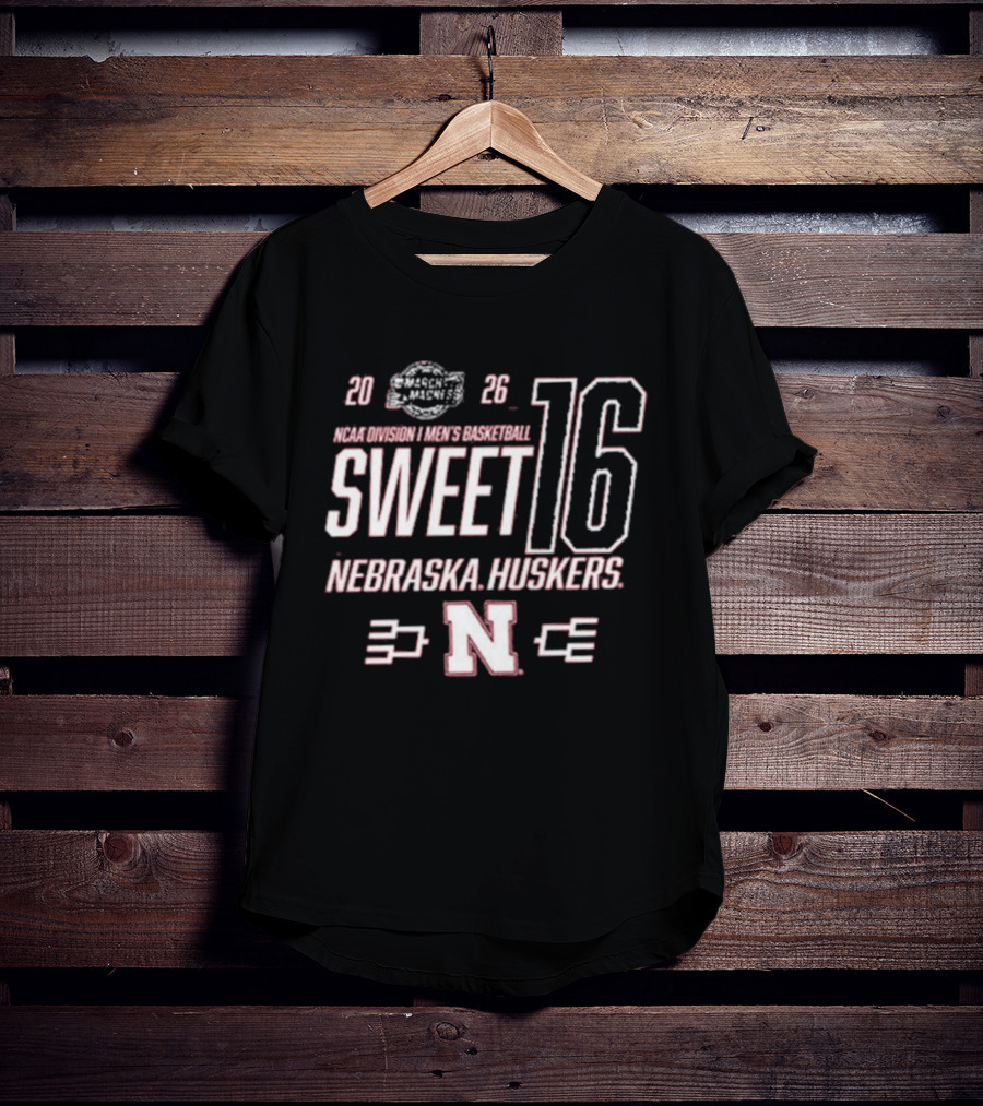 Nebraska Cornhuskers 2026 NCAA Division I Men's Basketball Sweet 16 Tournament Bracket T-Shirt