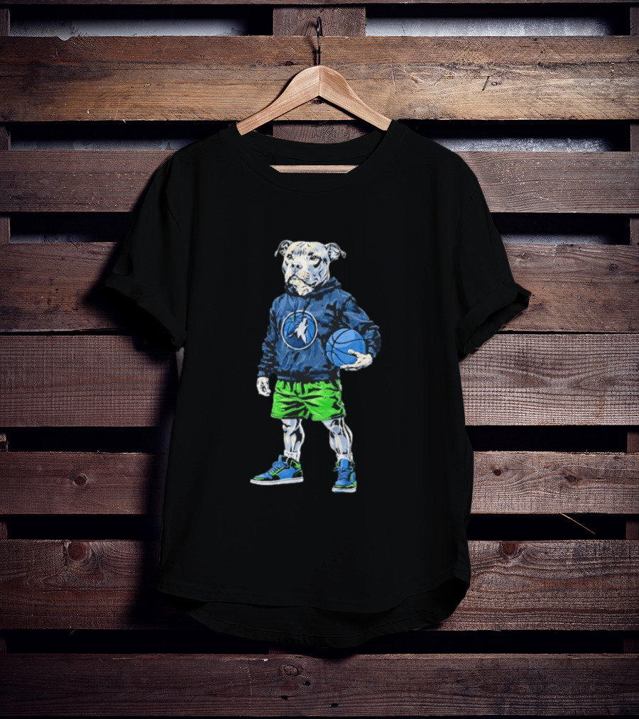 Hoop Dogs Pit Bull Minnesota Timberwolves Basketball T-Shirt