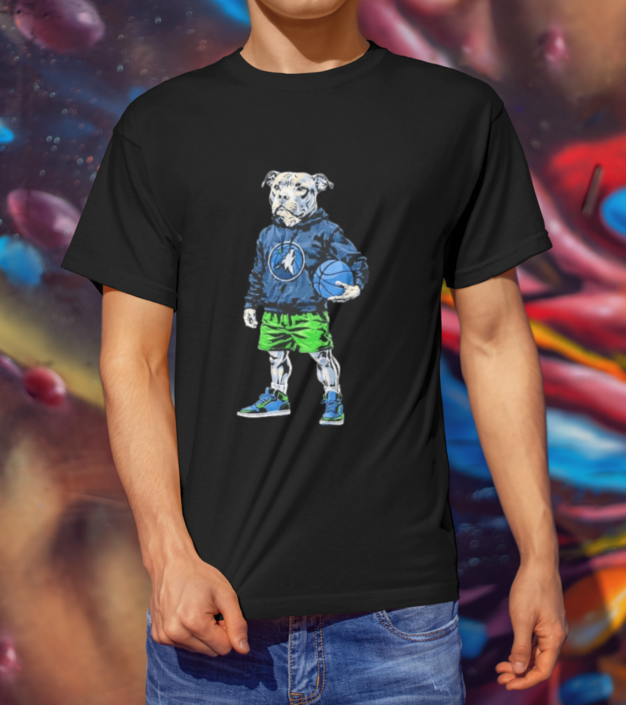 Hoop Dogs Pit Bull Minnesota Timberwolves Basketball T-Shirt