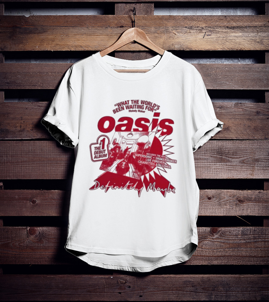 Oasis Definitely Maybe What The World's Been Waiting For Number 1 Debut Album T-Shirt