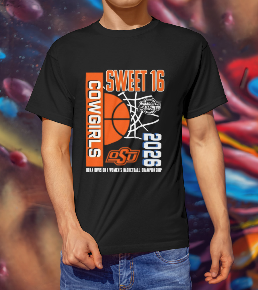Oklahoma State Cowgirls Sweet 16 2026 NCAA Division I Women's Basketball March Madness Championship T-Shirt