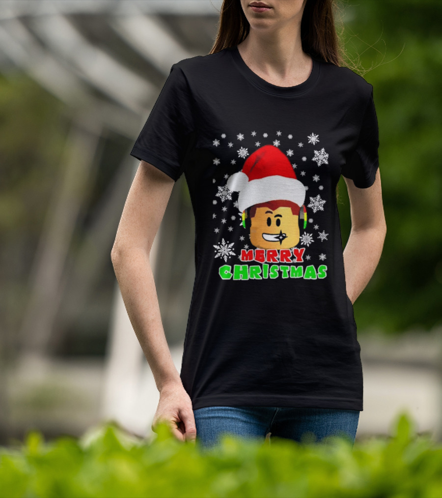 Roblox Merry Christmas Santa Hat Holiday Snowflakes T-Shirt