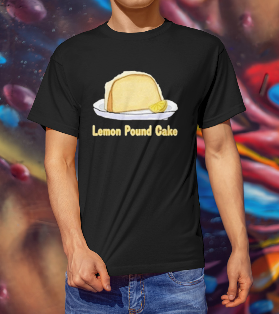 Lemon Pound Cake Slice On Plate With Lemon Wedge T-Shirt