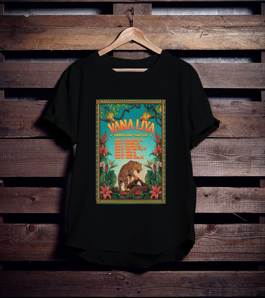 Vana Liya Summer Soul Tour 2026 Costa Mesa Phoenix San Diego Salt Lake City Boise Reno Santa Cruz T-Shirt