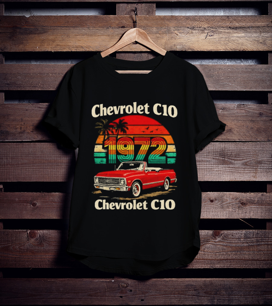 Chevrolet C10 1972 Vintage Sunset Red Pickup T-Shirt