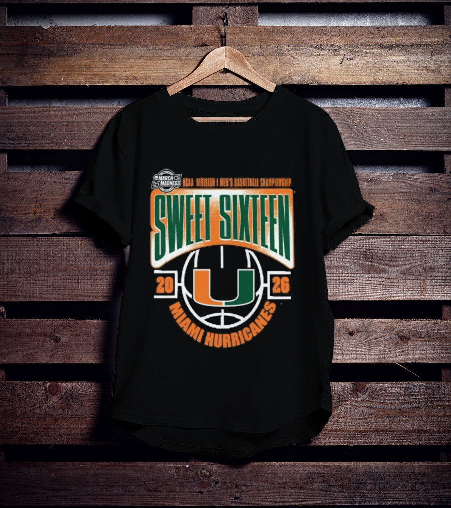 NCAA Division I Men's Basketball March Madness 2026 Sweet Sixteen Miami Hurricanes T-Shirt