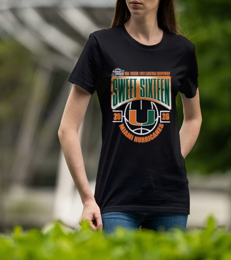 NCAA Division I Men's Basketball March Madness 2026 Sweet Sixteen Miami Hurricanes T-Shirt