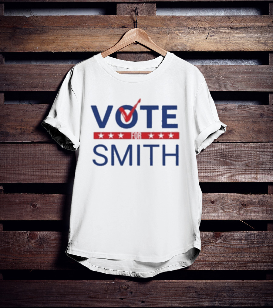 Vote Smith Bluecotton Red Check Stars T-Shirt