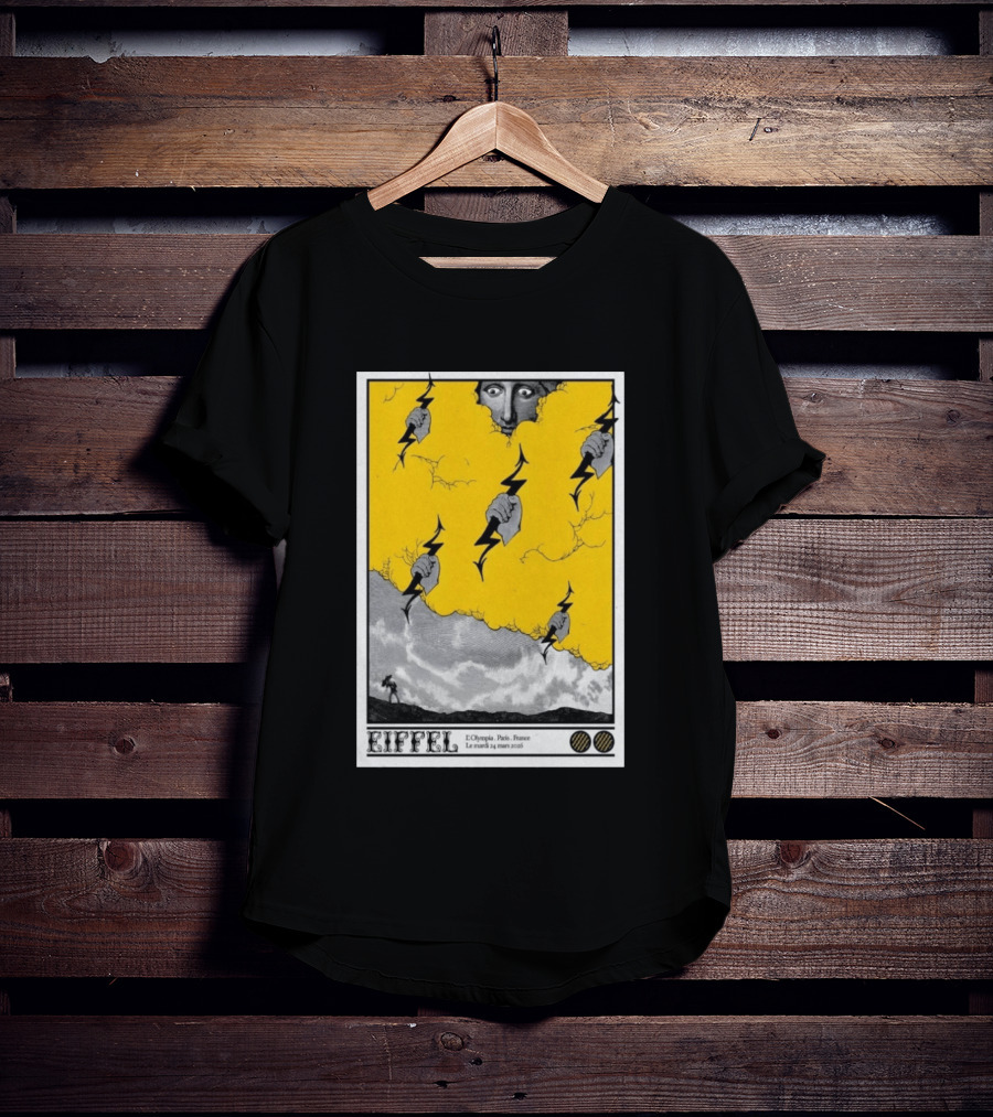 Eiffel L'Olympia Paris France Mar 24 2026 Lightning Cloud T-Shirt