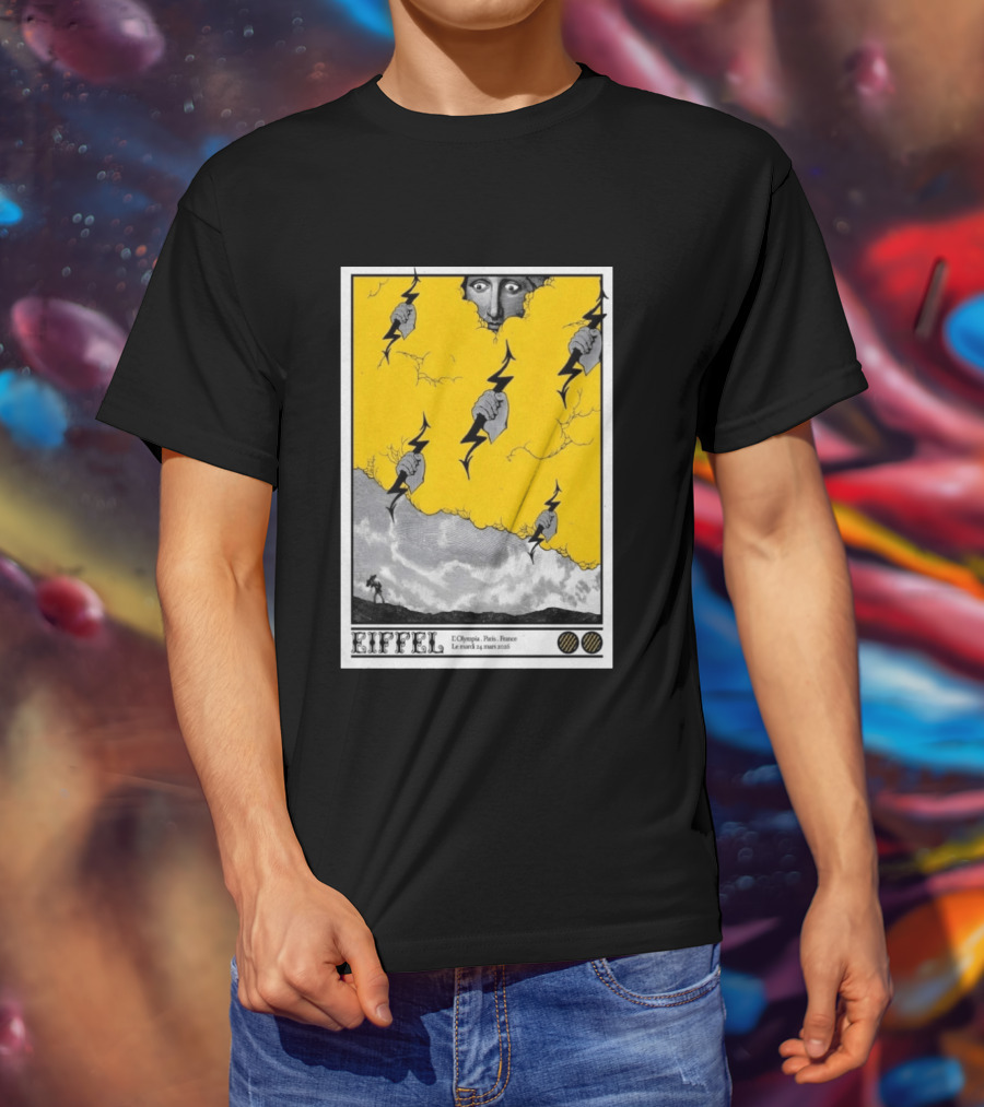 Eiffel L'Olympia Paris France Mar 24 2026 Lightning Cloud T-Shirt