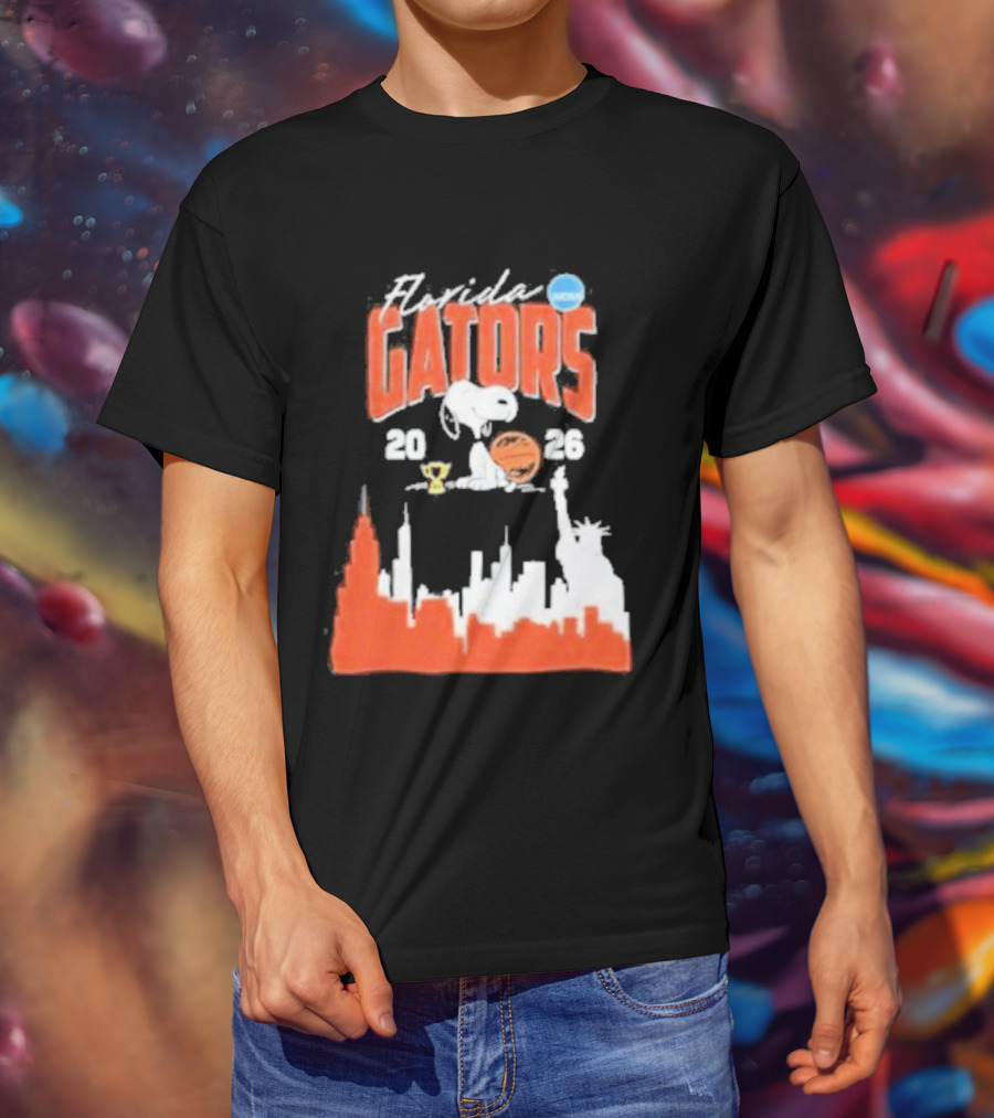 Florida Gators Snoopy Basketball 2026 NYC Skyline T-Shirt