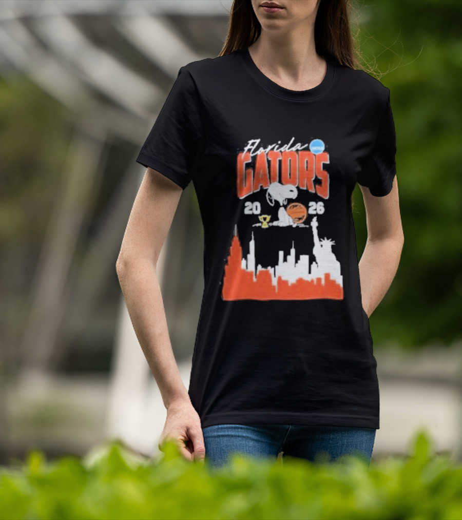 Florida Gators Snoopy Basketball 2026 NYC Skyline T-Shirt