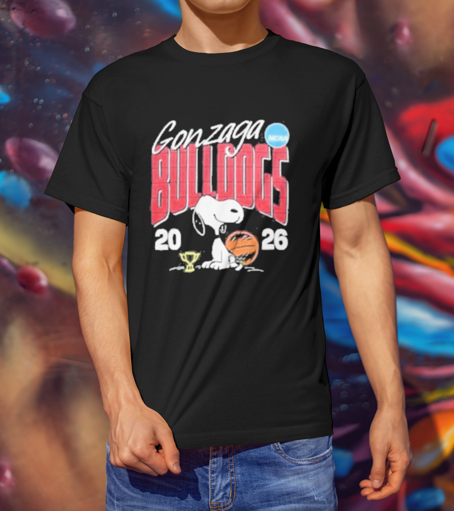 Gonzaga Bulldogs Snoopy NCAA Tournament 2026 Basketball Trophy T-Shirt