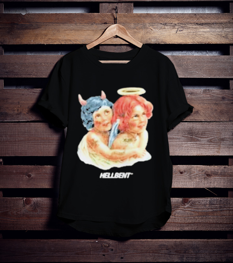 Hellbentrecs Saints Sinners Cherubs With Halo And Horns T-Shirt