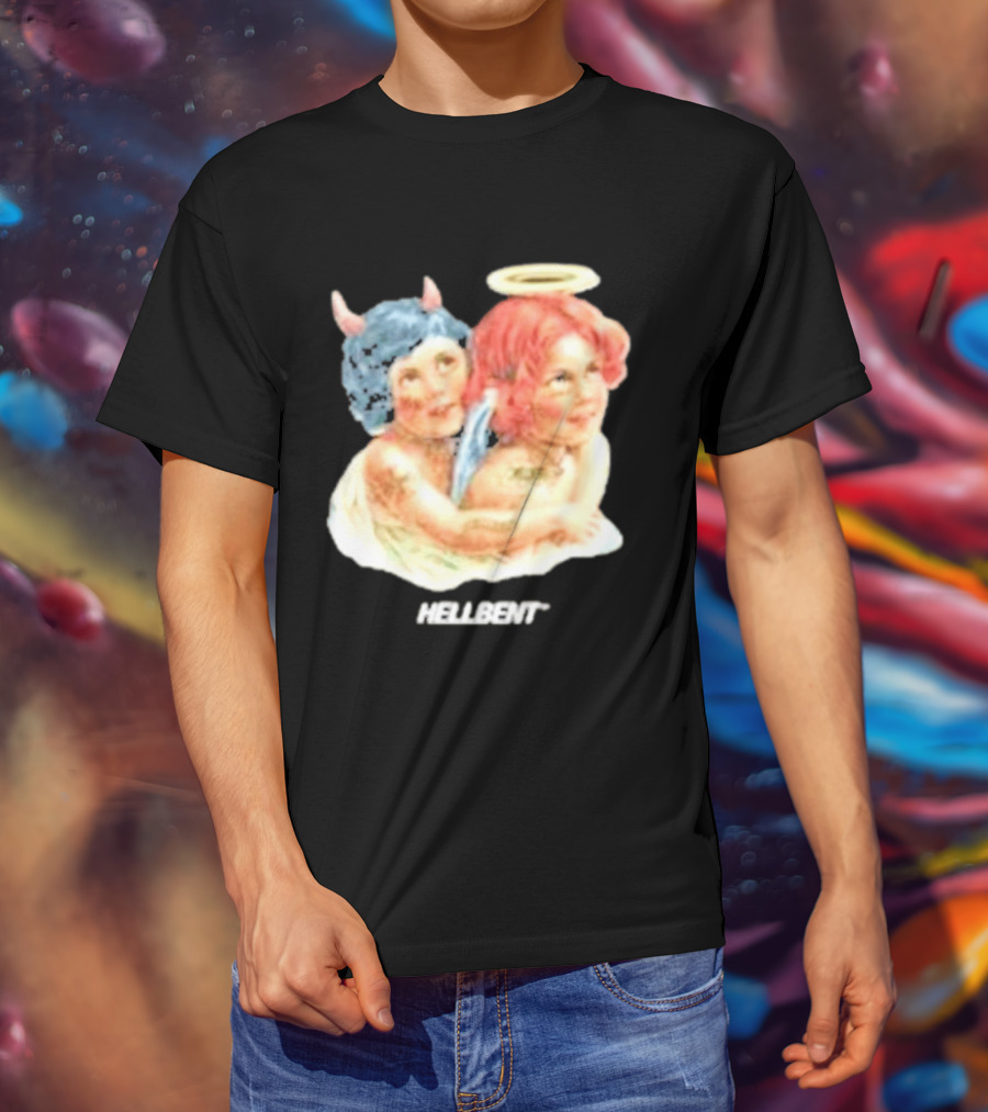 Hellbentrecs Saints Sinners Cherubs With Halo And Horns T-Shirt