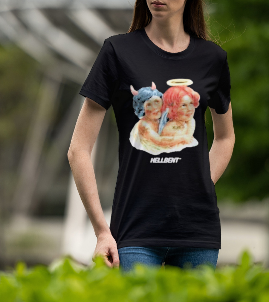 Hellbentrecs Saints Sinners Cherubs With Halo And Horns T-Shirt