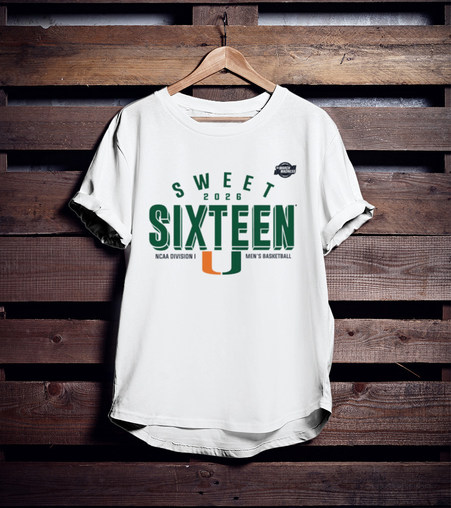 Sweet Sixteen 2026 Miami Hurricanes NCAA Division I Men's Basketball T-Shirt