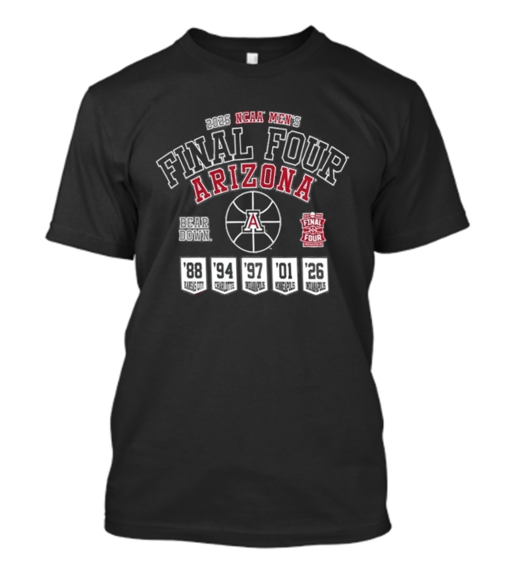 NCAA Men's Final Four 2026 Arizona Basketball Bear Down T-Shirt