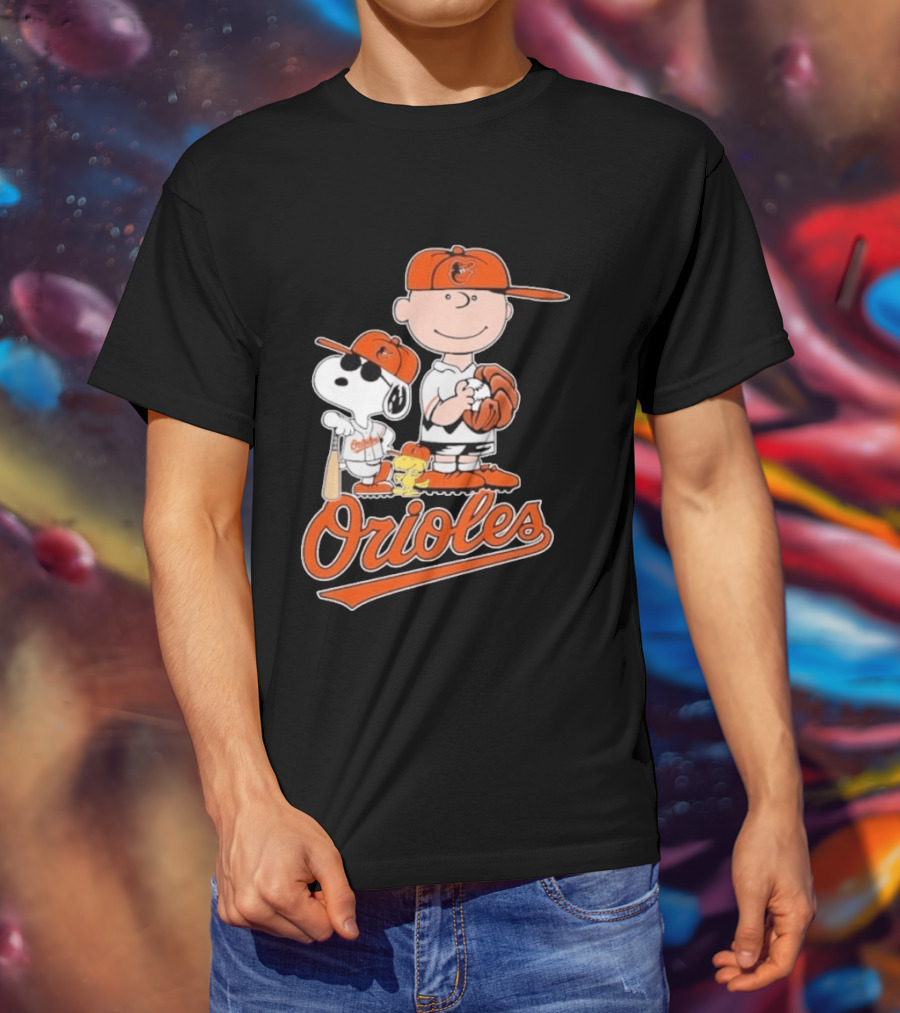 2026 Snoopy Charlie Brown Peanuts Baseball Orioles T-Shirt