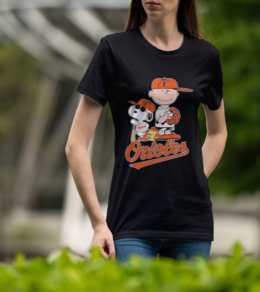2026 Snoopy Charlie Brown Peanuts Baseball Orioles T-Shirt