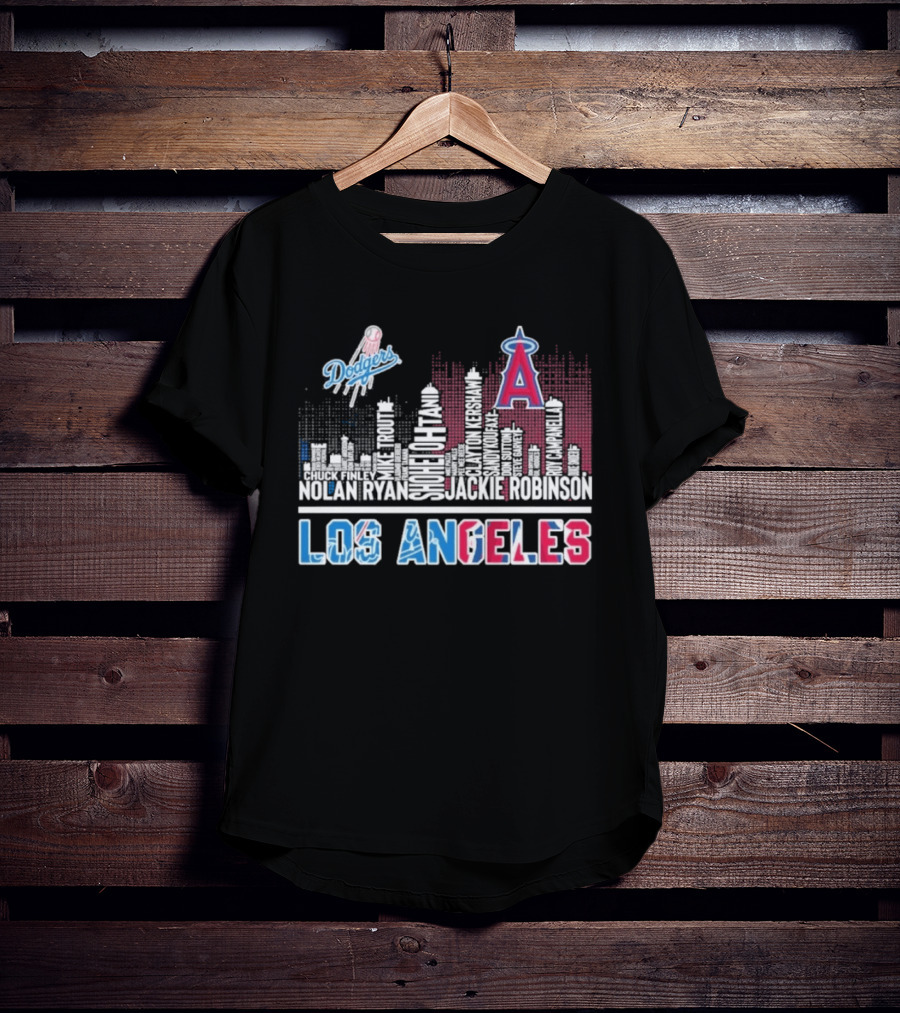 Los Angeles Dodgers Angels Skyline Typography City Baseball Fans T-Shirt