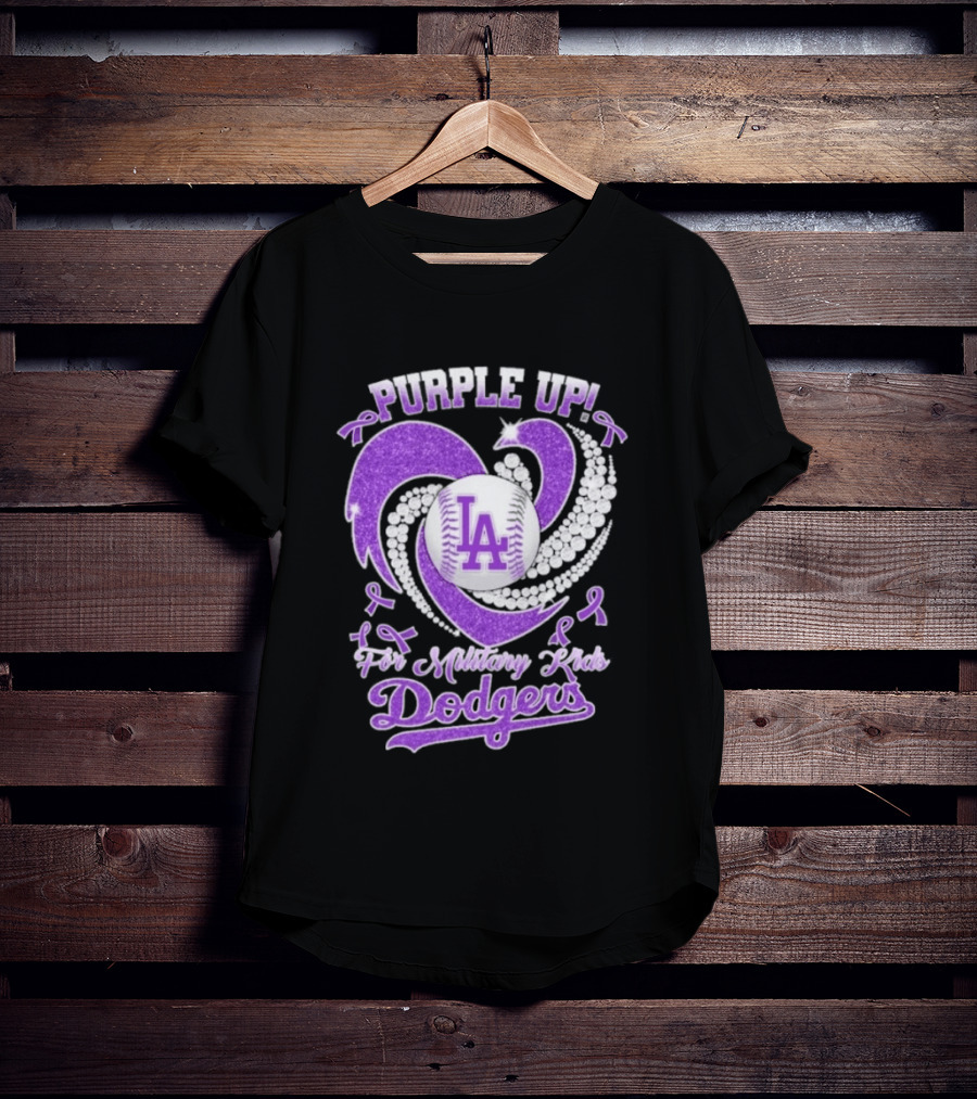Purple Up Heart LA For Military Kids Dodgers T-Shirt