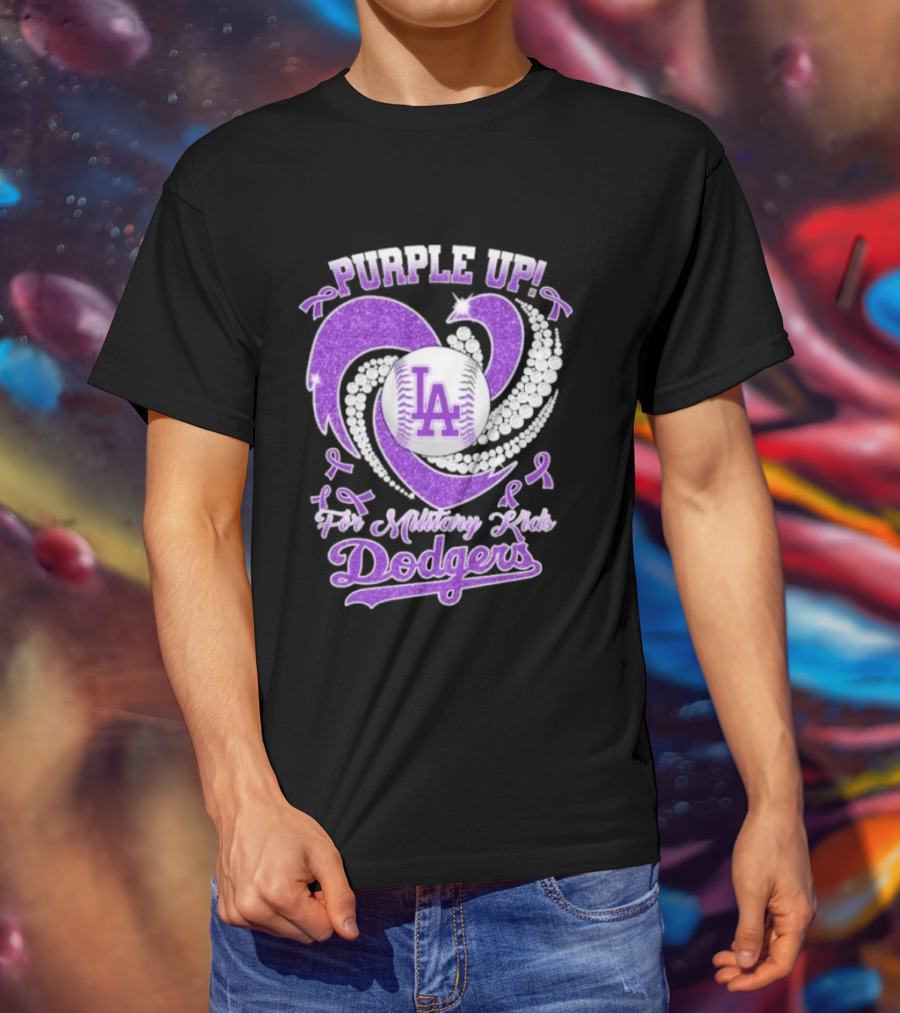 Purple Up Heart LA For Military Kids Dodgers T-Shirt