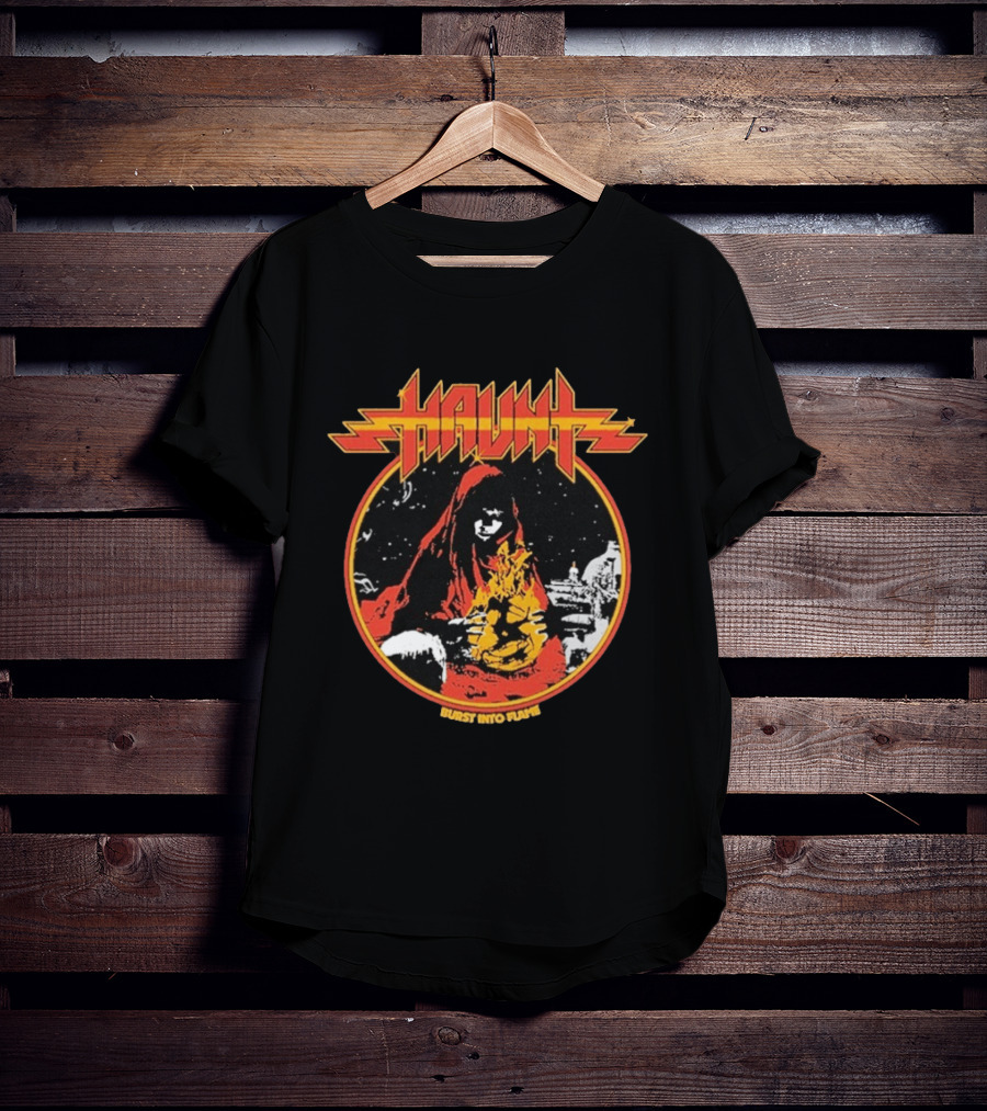 Haunt Burst Into Flame Hooded Figure With Flames T-Shirt