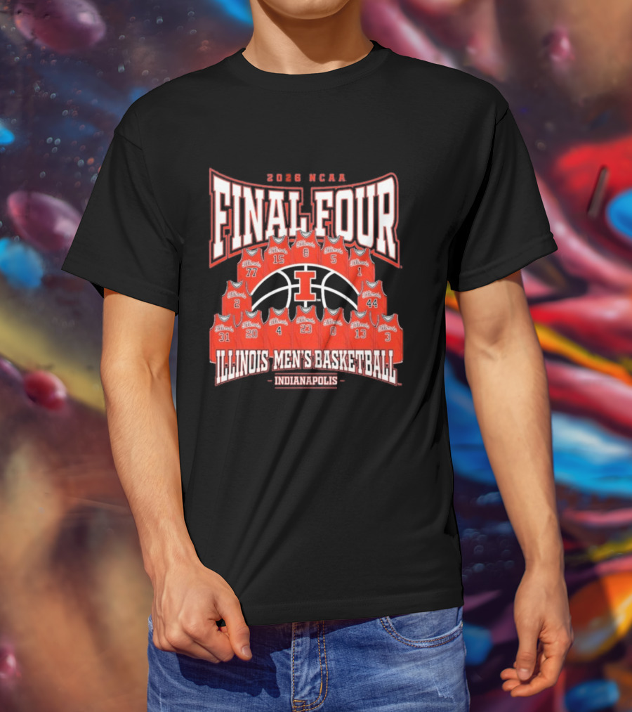 2026 NCAA Final Four Illinois Men's Basketball Indianapolis Roster T-Shirt
