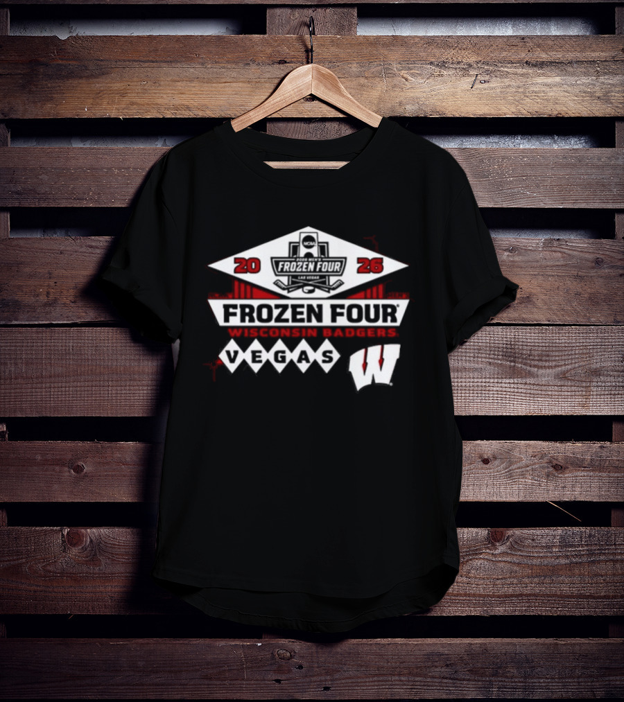 2026 Wisconsin Badgers Frozen Four Vegas Red Blue 84 Men's Ice Hockey T-Shirt