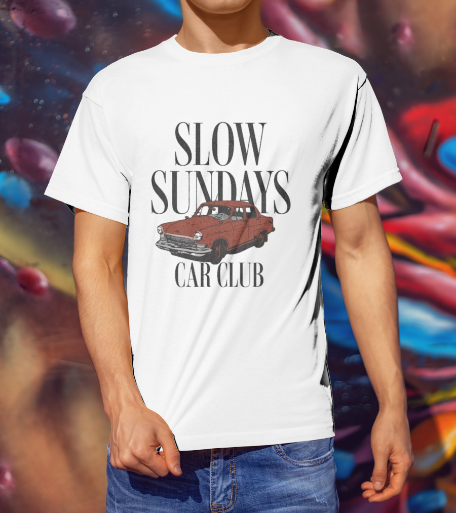 Slow Sundays Car Club Vintage Red Classic Car T-Shirt