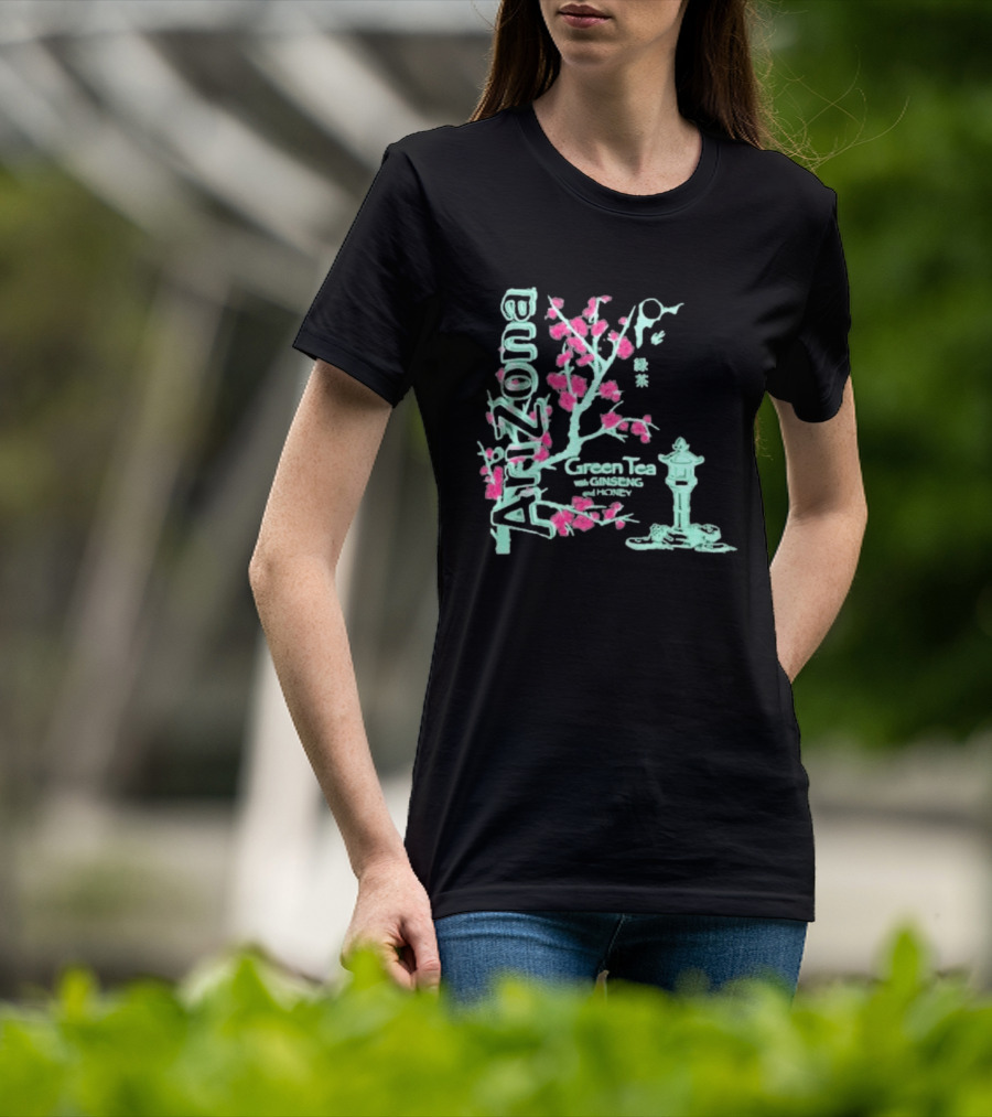 Arizona Beverages Green Tea With Ginseng Cherry Blossom Lantern Scene T-Shirt