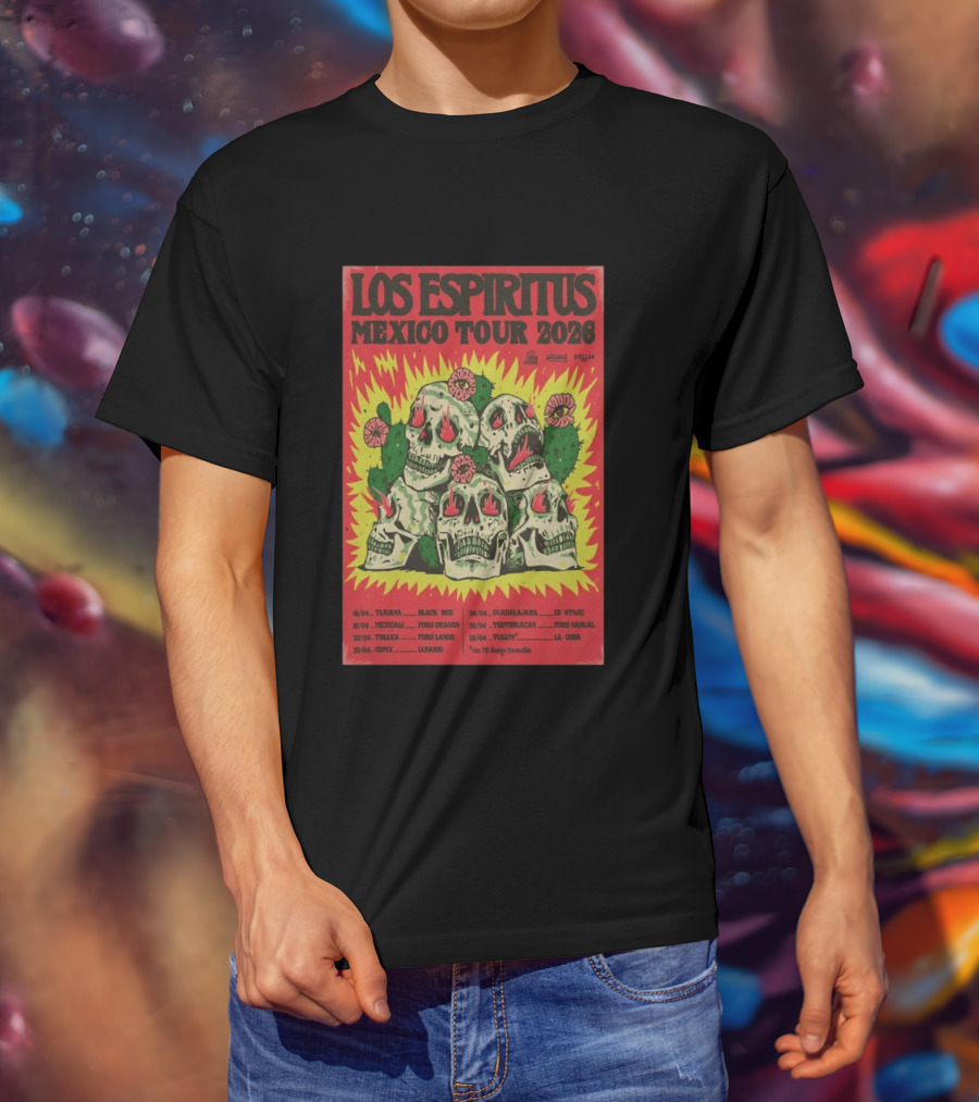 Los Espiritus Mexico Tour 2026 Tijuana Guadalajara Teotihuacan Tour Dates T-Shirt