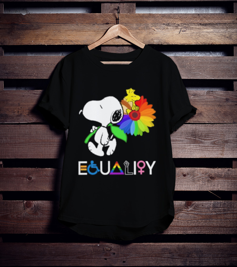 Snoopy Flower Equality Rainbow LGBTQ+ Inclusivity T-Shirt