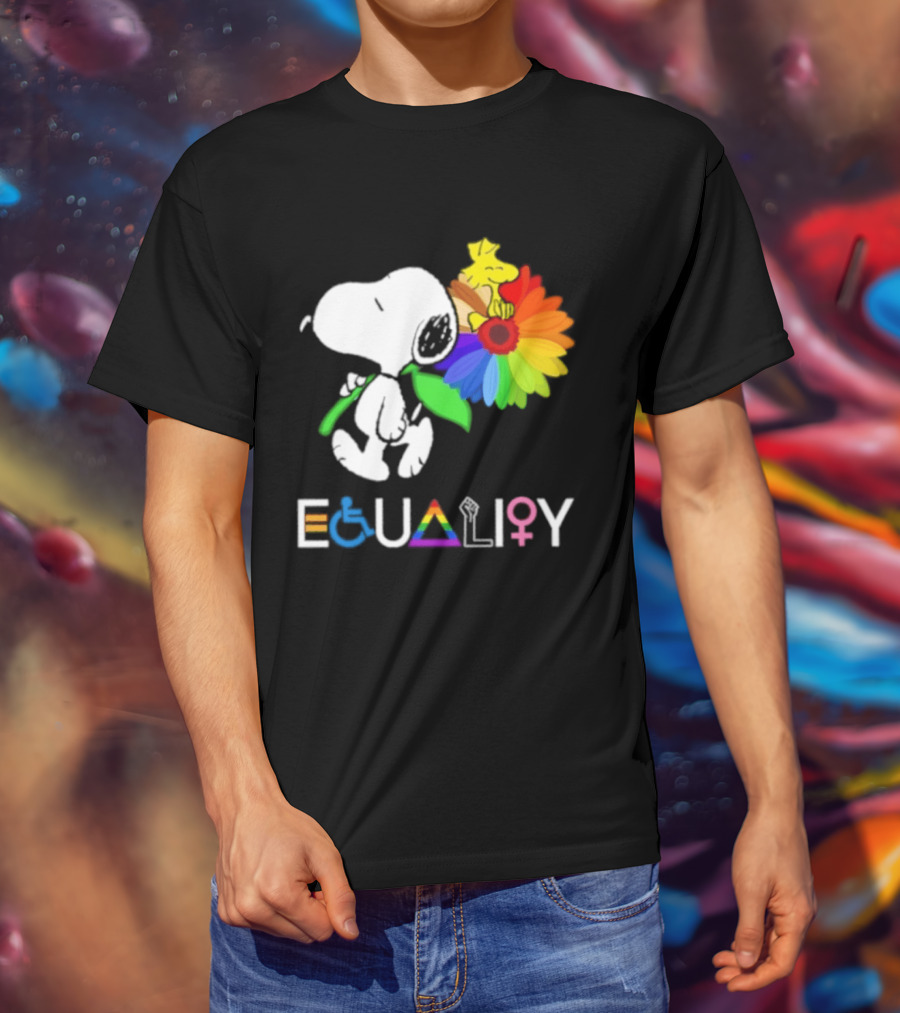 Snoopy Flower Equality Rainbow LGBTQ+ Inclusivity T-Shirt
