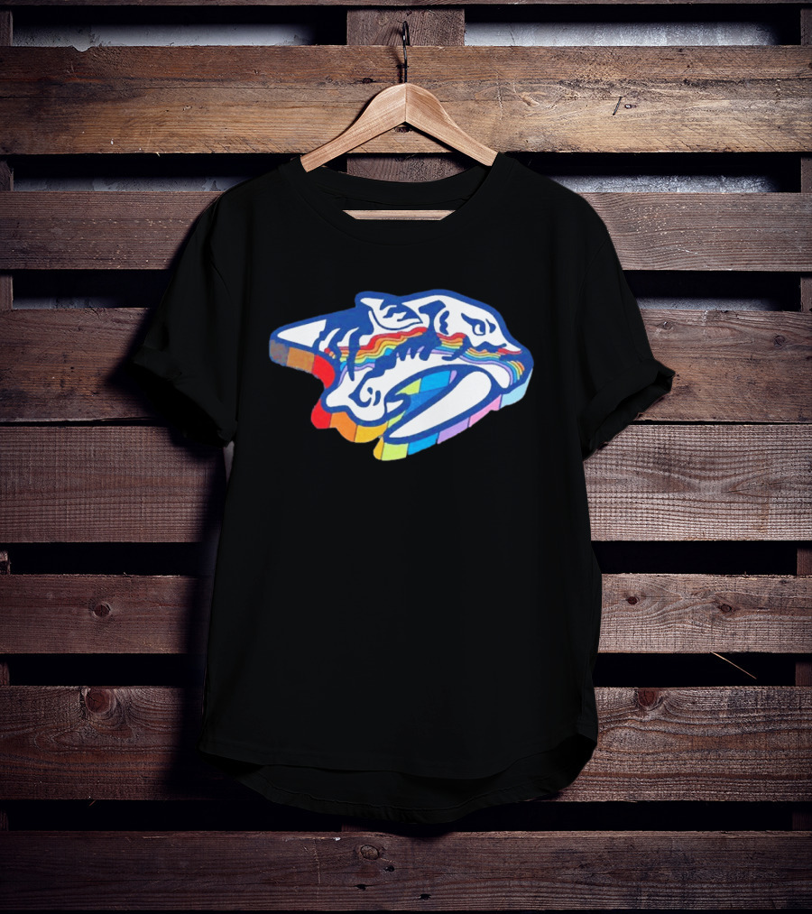 Nashville Predators Rainbow Pride Hockey Team LGBTQIA+ Support T-Shirt