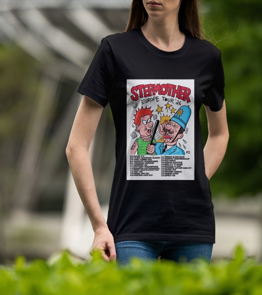 Stepmother Europe Tour 2026 Cartoon Punk Rock Dates And Locations T-Shirt