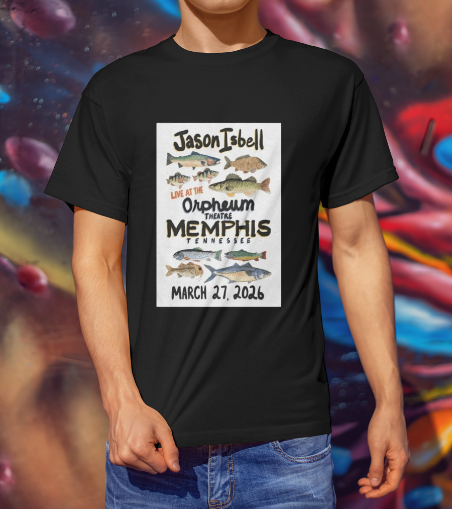 Jason Isbell Live At The Orpheum Theatre Memphis Tennessee March 27 2026 Fish Illustrations T-Shirt