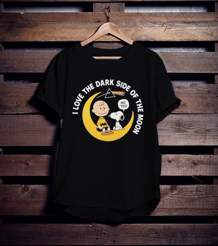 Peanuts I Love The Dark Side Of The Moon Charlie Brown Snoopy Woodstock Moon Prism T-Shirt
