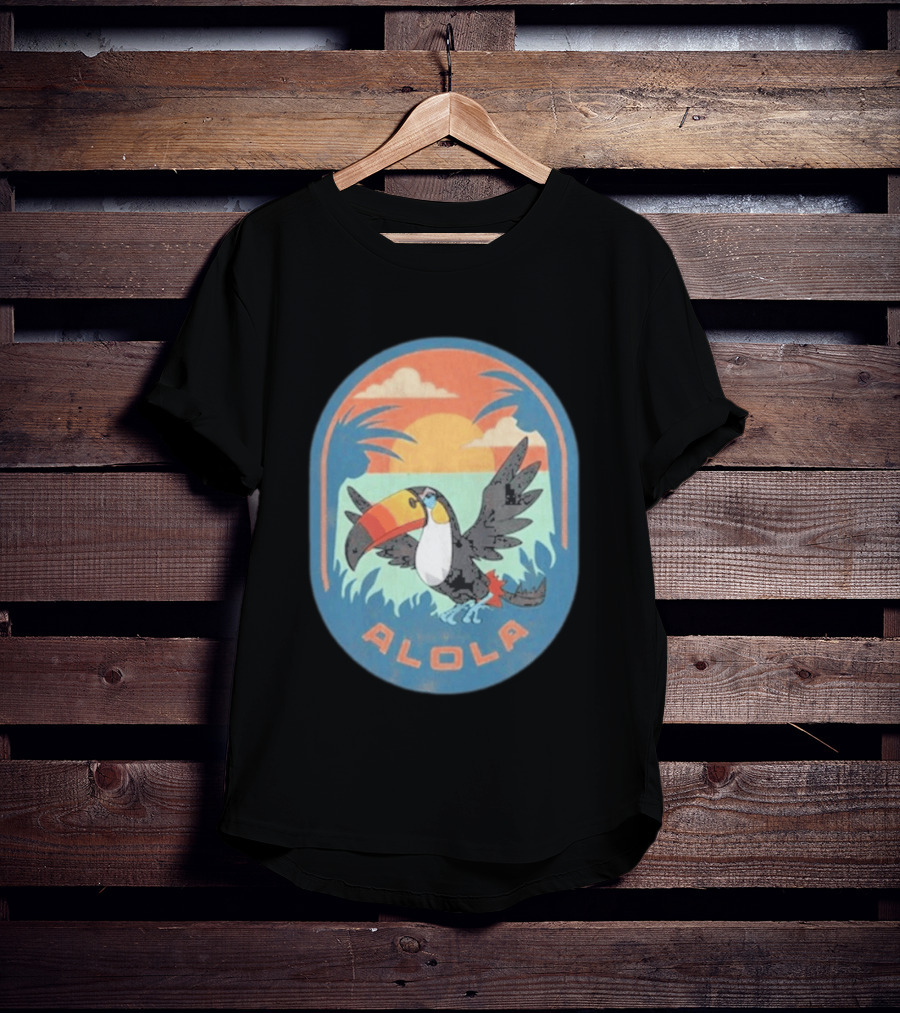 Alola Pokémon Toucan Tropical Sunset Scene T-Shirt