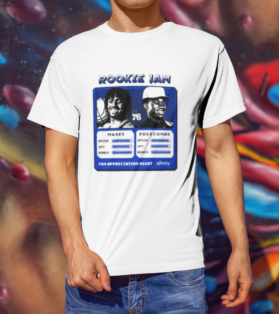 Rookie Jam Philadelphia 76ers Maxey Edgecombe Stats Display T-Shirt