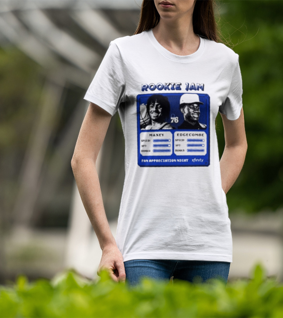 Rookie Jam Philadelphia 76ers Maxey Edgecombe Stats Display T-Shirt