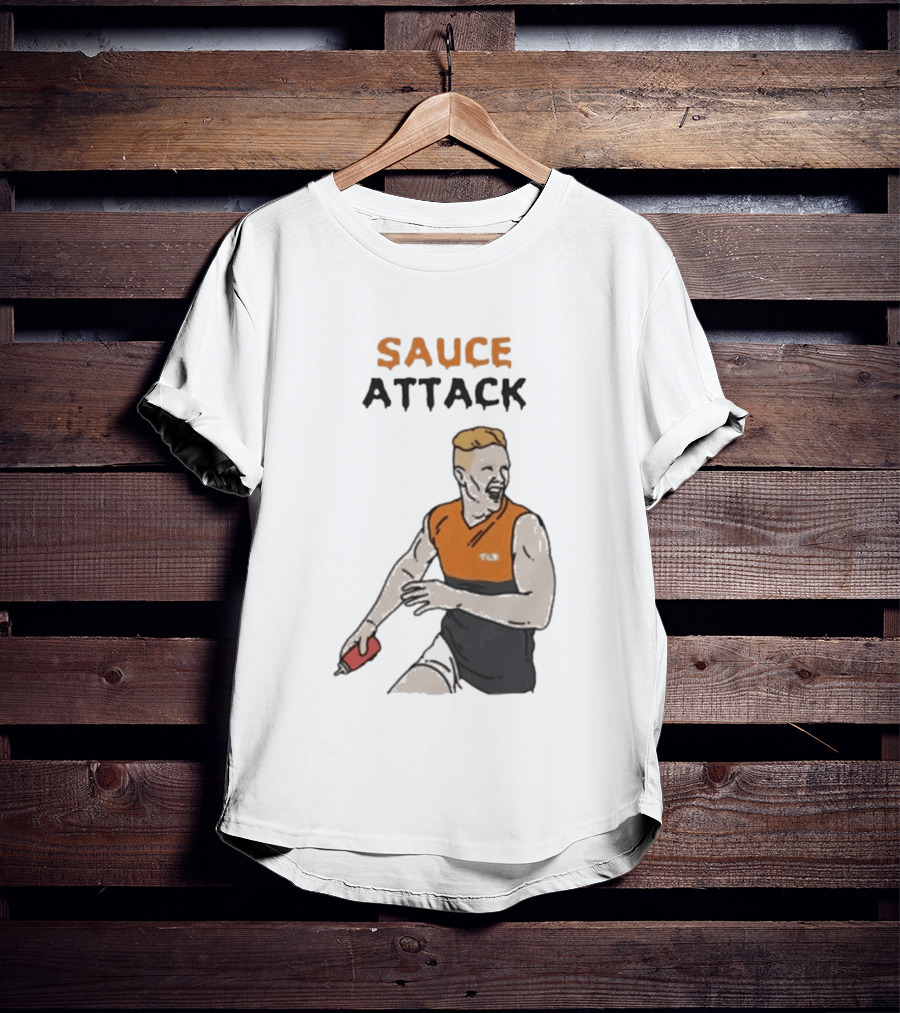 Sauce Attack Giants Edition Australian Rules Football Fan T-Shirt