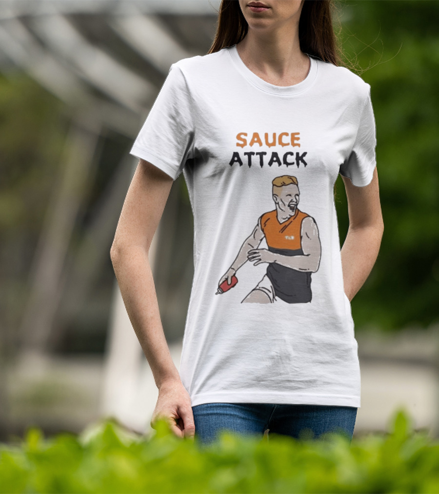 Sauce Attack Giants Edition Australian Rules Football Fan T-Shirt