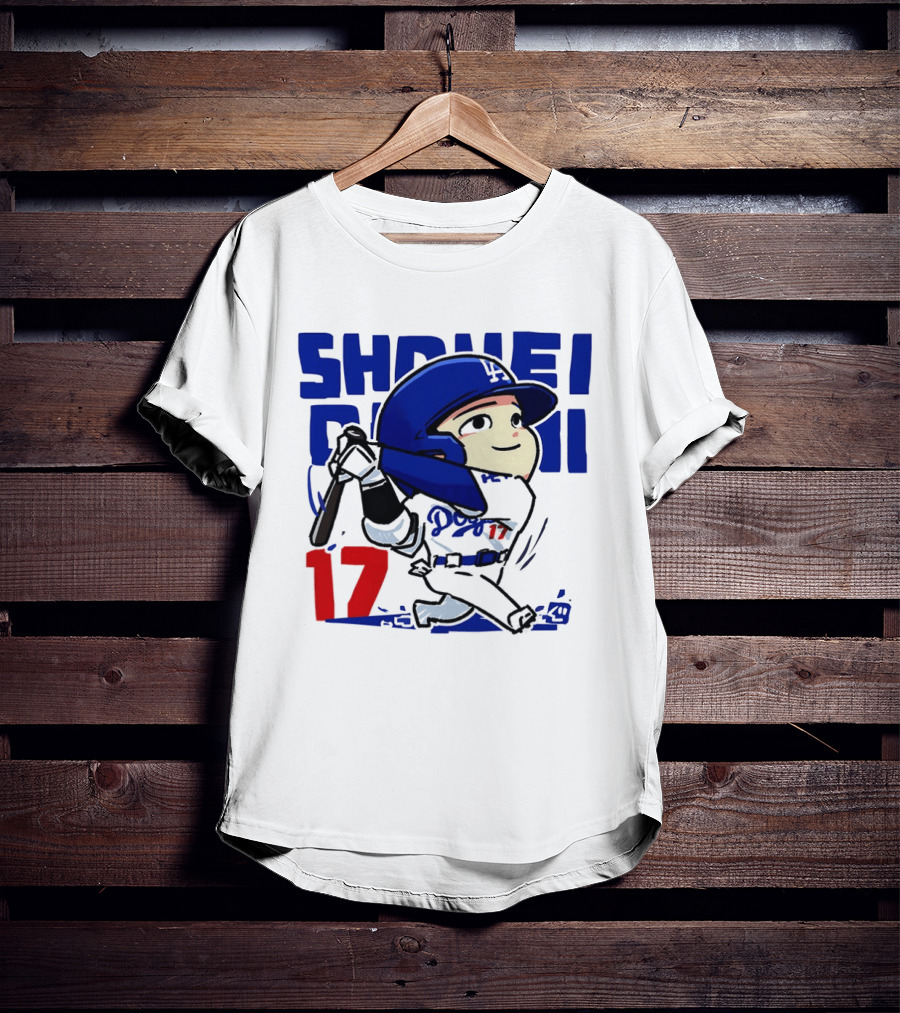 Shohei Ohtani Los Angeles Dodgers Cartoon Major League Baseball Number 17 T-Shirt